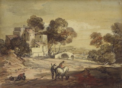 Italianate Landscape with Travellers on a Winding Road, 1775-1779 by Thomas Gainsborough